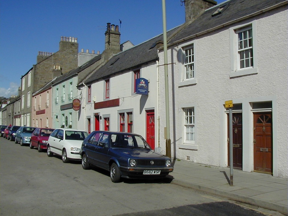 A street of rendered and harled houses at Broughty Ferry near Dundee